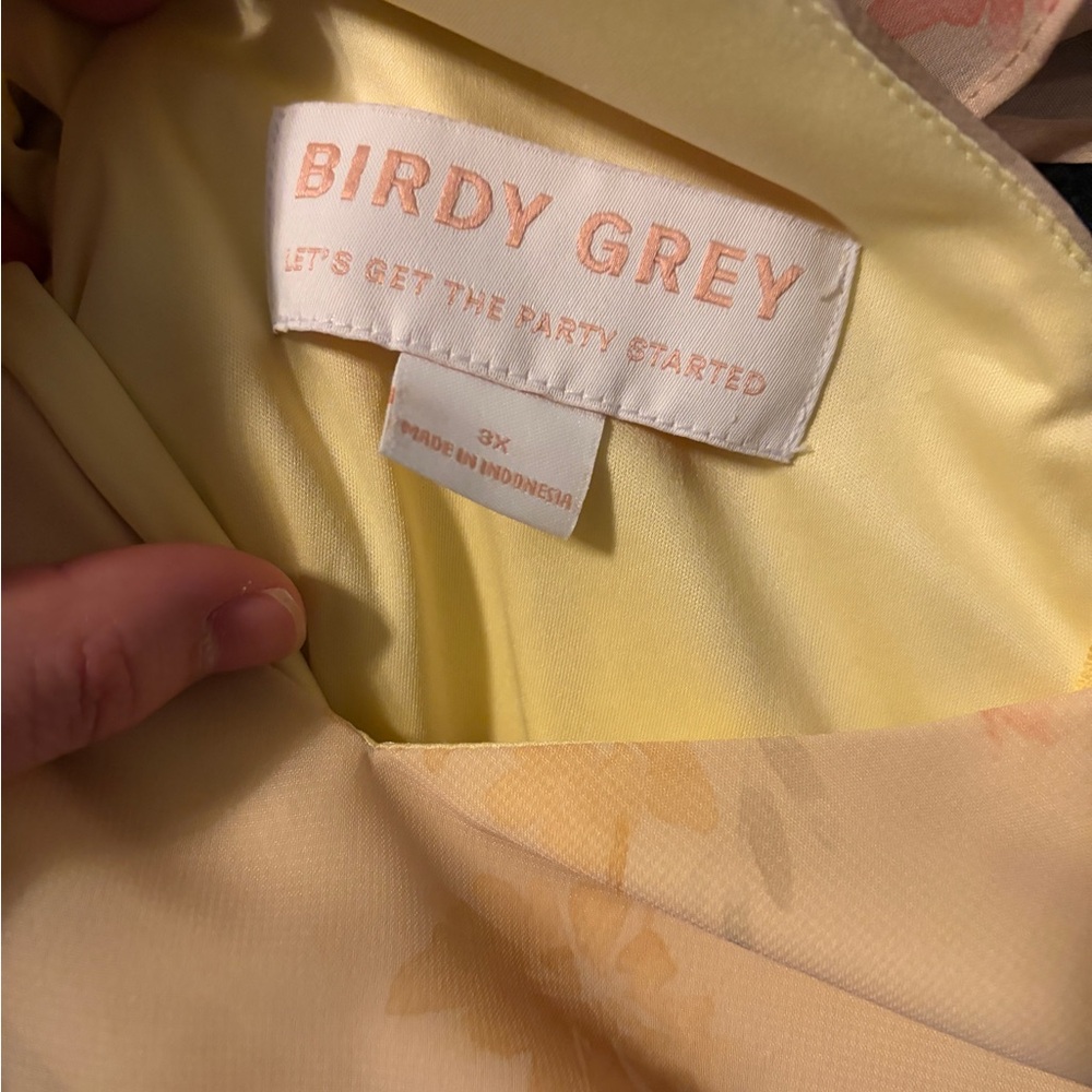 Birdy Grey Chiffon Pale Yellow Rococo Floral Gown bridesmaid dress
